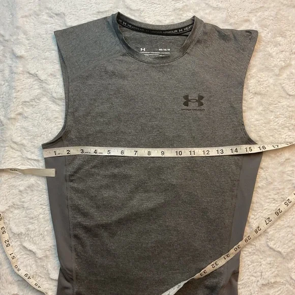Under Armour HeatGear Compression Sleeveless Shirt Athletic Tank Top Medium - Picture 4 of 6